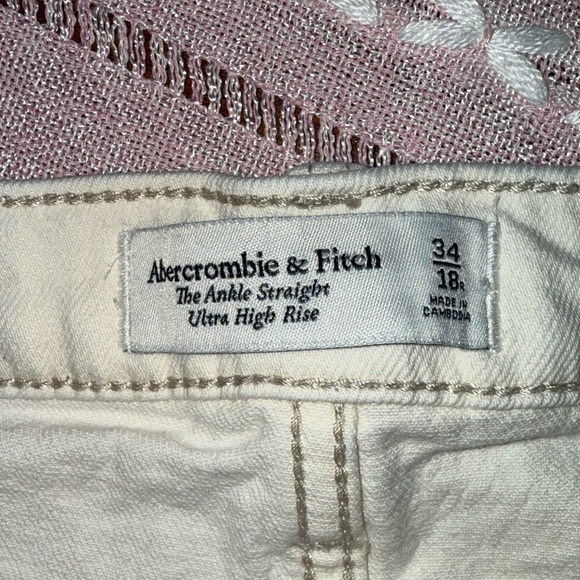 Abercrombie & Fitch Women’s Cream Ultra High Rise Ankle Straight Jeans, sz 34/18 - Picture 10 of 16